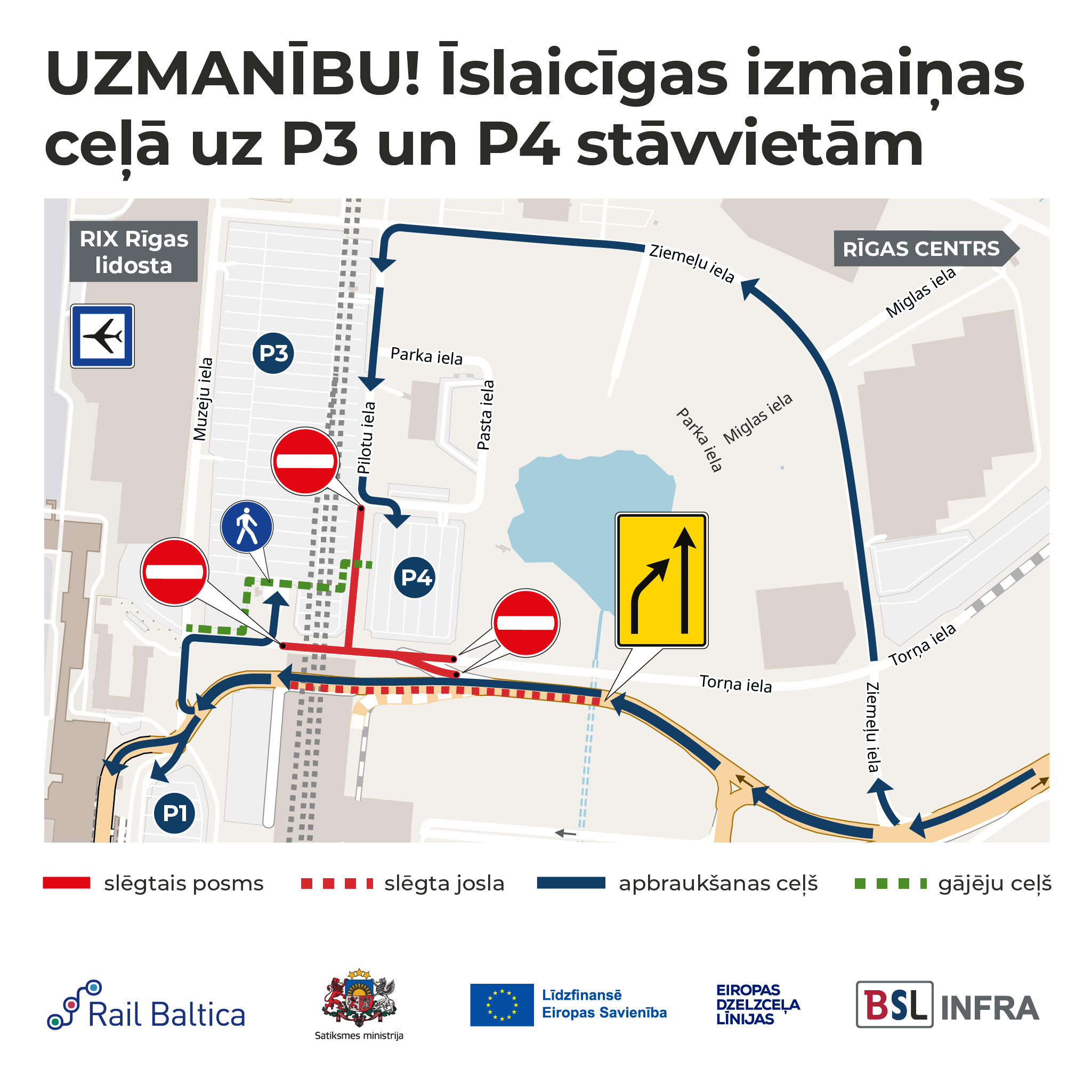 Shēma - satiksmes izmaiņas pie Rīgas lidostas.