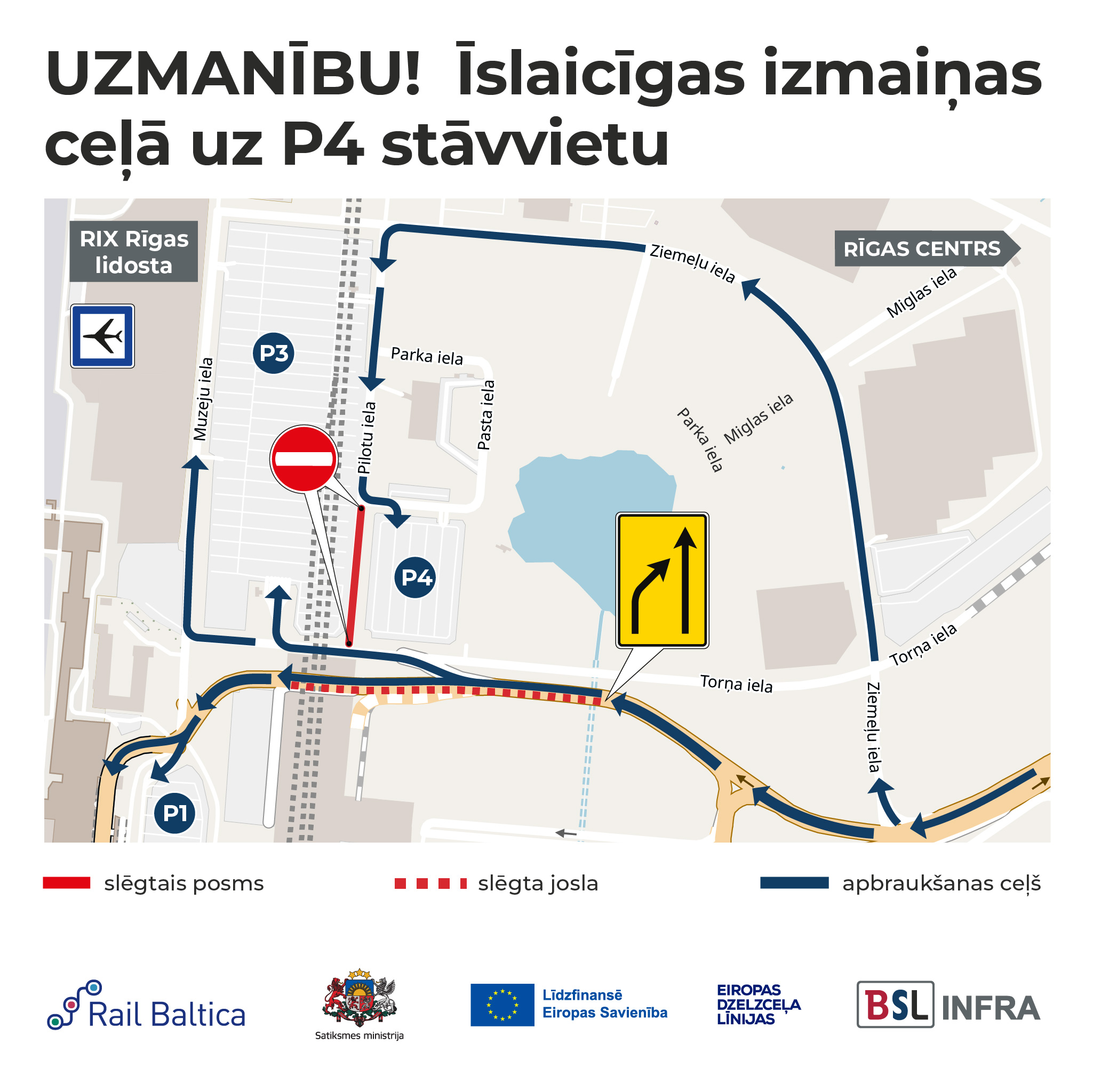 Shēma - satiksmes izmaiņas pie Rīgas lidostas.