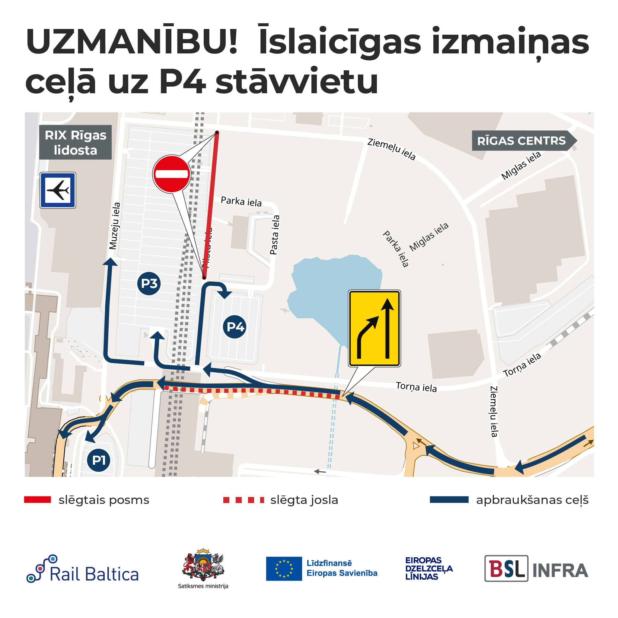 Shēma - satiksmes izmaiņas pie Rīgas lidostas.
