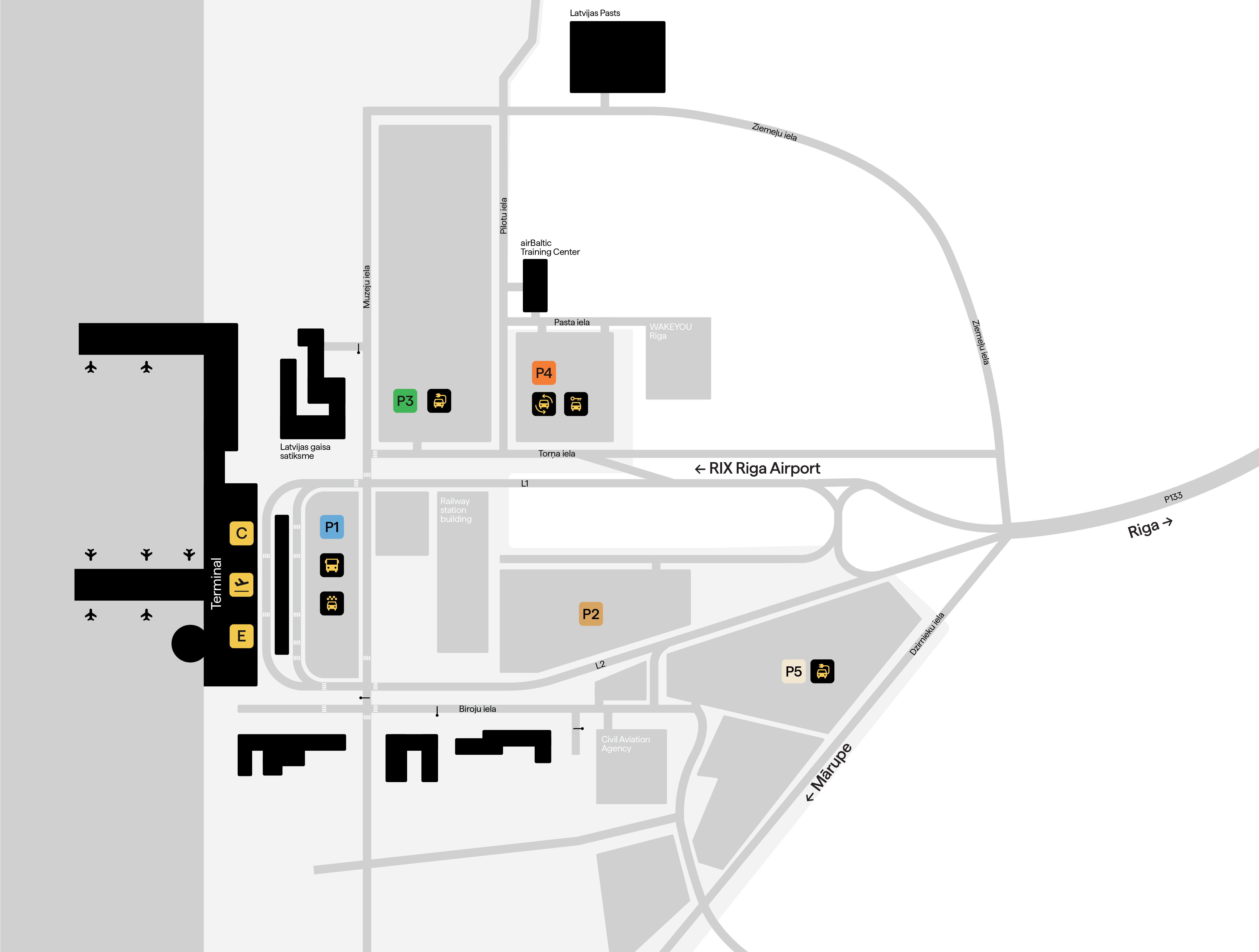 RIX Riga Airport area map