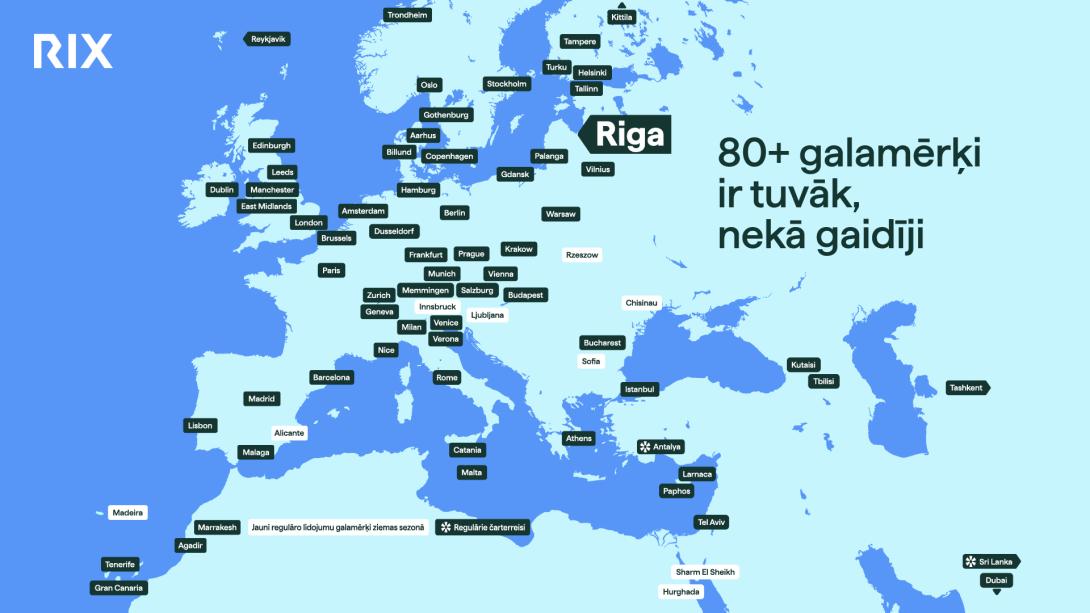RIX ziemas lidojumu sezonas karte