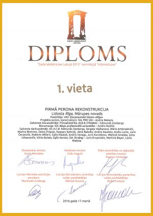 Diploms "Gada labākā būve 2014"