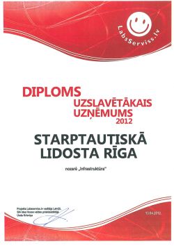 Diploms "uzskavētākais uzņēmums 2012"